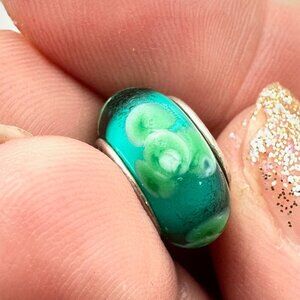 Pandora Kiss Me Im Irish Green Murano Glass Charm 925 ALE Sterling Silver